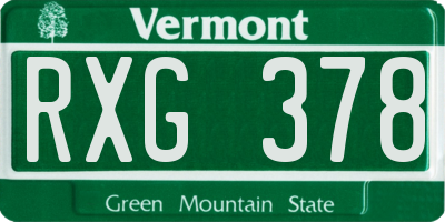 VT license plate RXG378