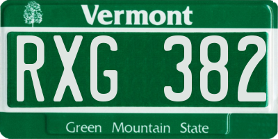 VT license plate RXG382
