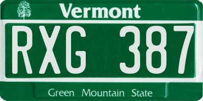 VT license plate RXG387