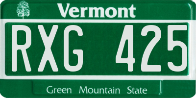VT license plate RXG425