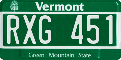 VT license plate RXG451