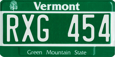 VT license plate RXG454