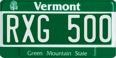 VT license plate RXG500