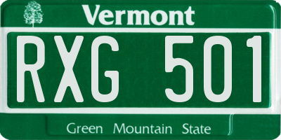 VT license plate RXG501