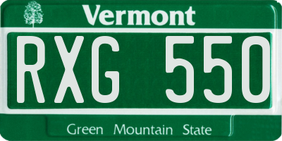 VT license plate RXG550
