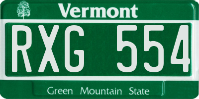 VT license plate RXG554