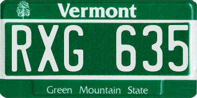 VT license plate RXG635