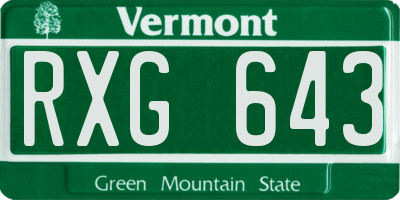 VT license plate RXG643