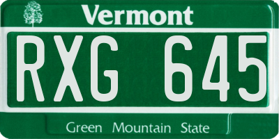 VT license plate RXG645
