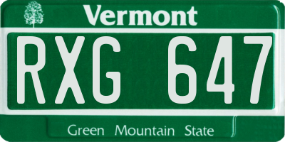 VT license plate RXG647