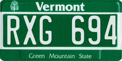 VT license plate RXG694