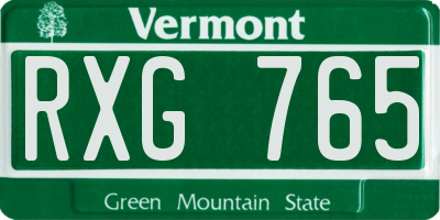 VT license plate RXG765