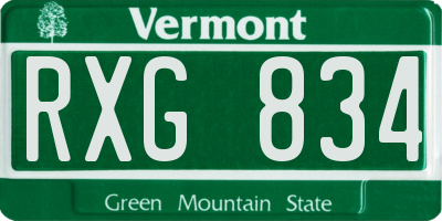 VT license plate RXG834
