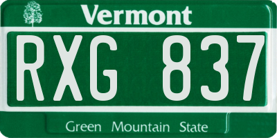 VT license plate RXG837