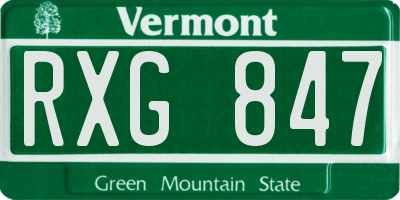 VT license plate RXG847