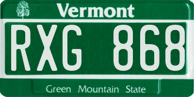 VT license plate RXG868
