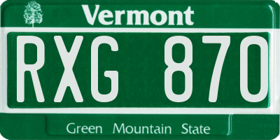 VT license plate RXG870