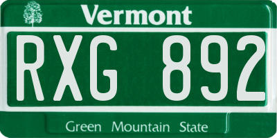VT license plate RXG892