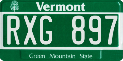 VT license plate RXG897