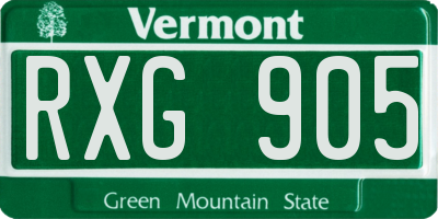 VT license plate RXG905