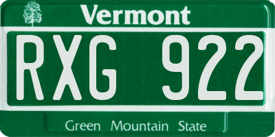 VT license plate RXG922