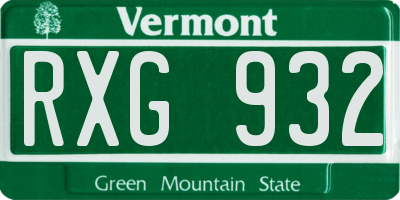 VT license plate RXG932