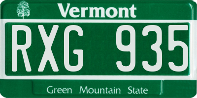 VT license plate RXG935