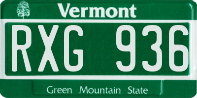 VT license plate RXG936