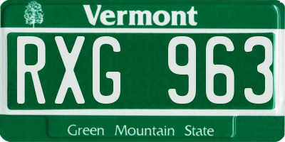 VT license plate RXG963
