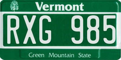 VT license plate RXG985