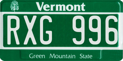 VT license plate RXG996