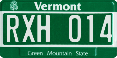 VT license plate RXH014