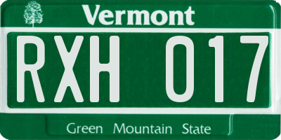 VT license plate RXH017