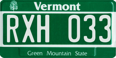 VT license plate RXH033