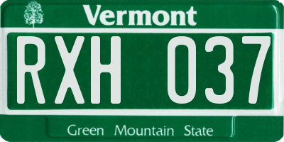 VT license plate RXH037