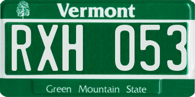 VT license plate RXH053
