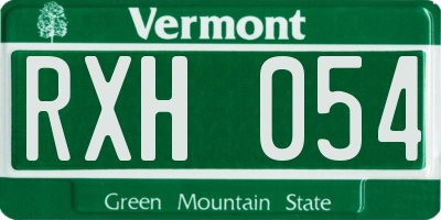 VT license plate RXH054