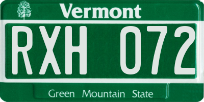 VT license plate RXH072
