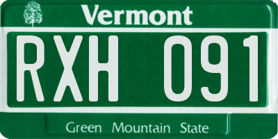 VT license plate RXH091