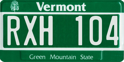 VT license plate RXH104