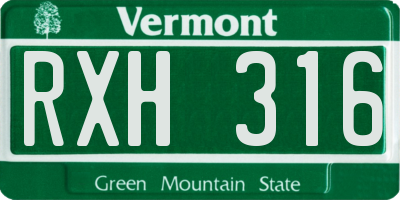 VT license plate RXH316