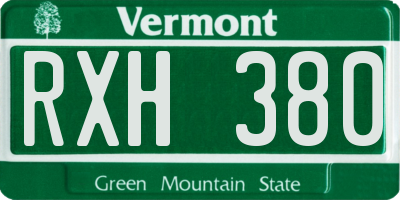 VT license plate RXH380