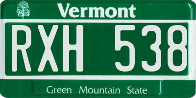 VT license plate RXH538