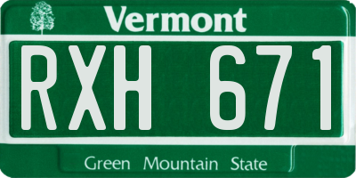 VT license plate RXH671