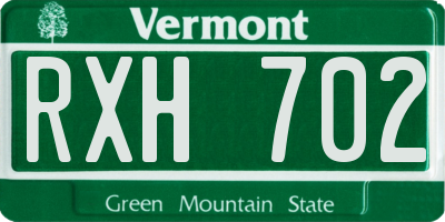 VT license plate RXH702