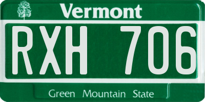 VT license plate RXH706