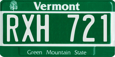 VT license plate RXH721
