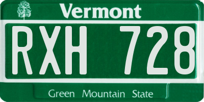 VT license plate RXH728