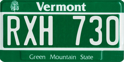 VT license plate RXH730