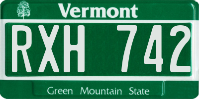 VT license plate RXH742